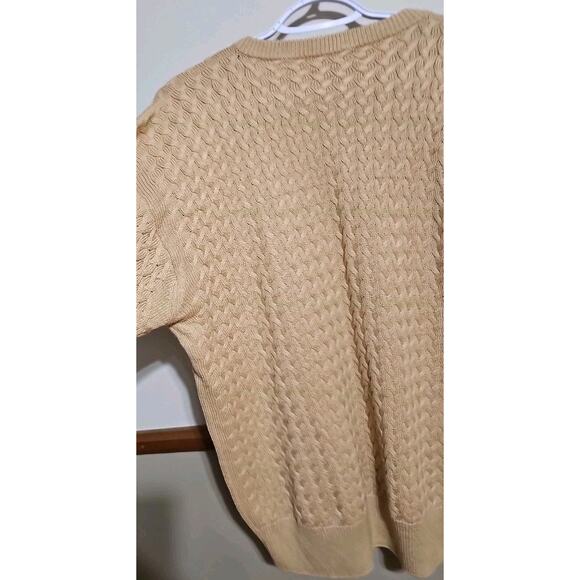 Tuttle Golf Collection Men's Large Silk Cotton Sweater Yellow Cable Knit - Picture 5 of 5